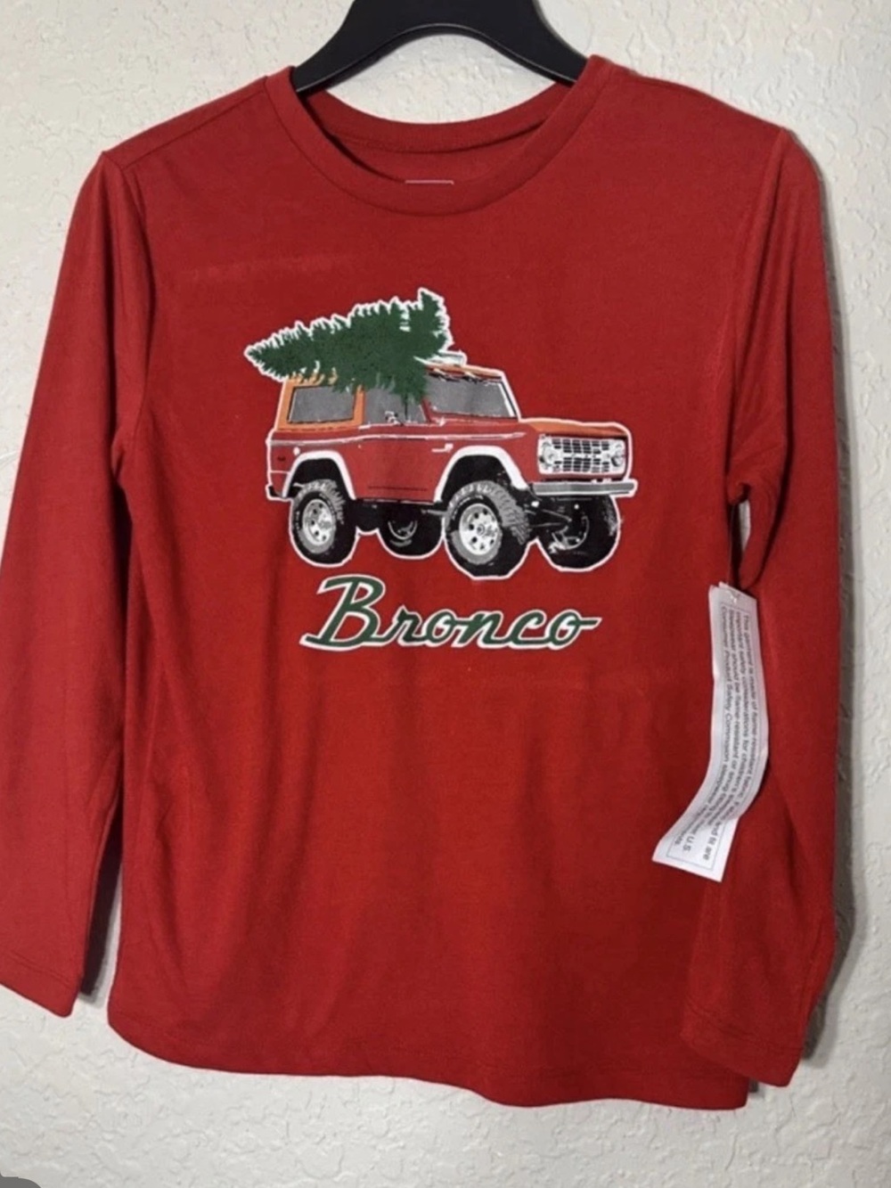 Ford Red Bronco Graphic Long Sleeve Cotton T-Shirt…352